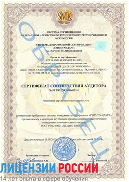 Образец сертификата соответствия аудитора №ST.RU.EXP.00006191-1 Волгоград Сертификат ISO 50001